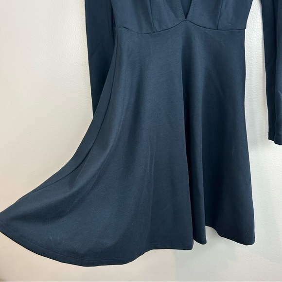 American Apparel Dark Blue Deep V-neck Long Sleeve Mini Dress Size XS - Picture 9 of 12
